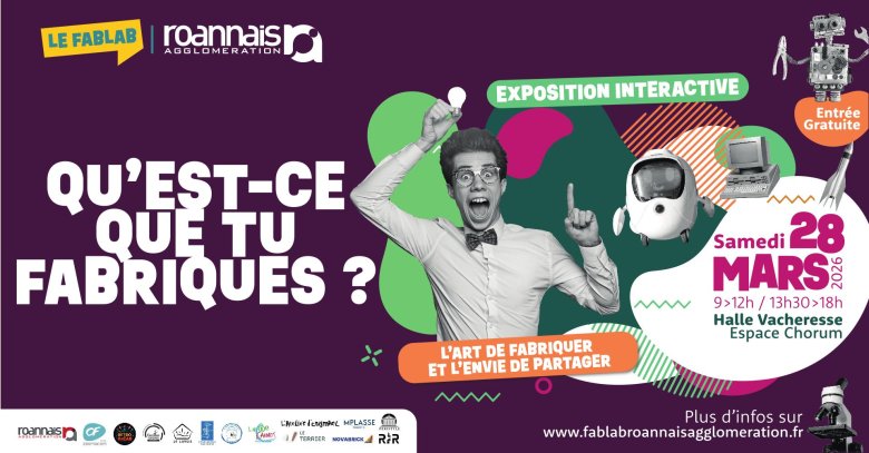 Visuel Qu'est-ce que tu fabriques ? 2026
Lien vers: https://www.fablabroannaisagglomeration.fr/quest-ce-que-tu-fabriques-5809.html